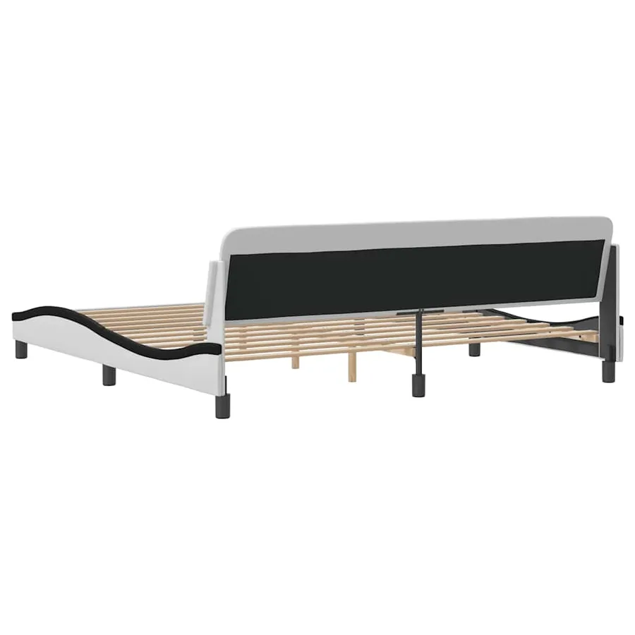 Cadre de lit Dover blanc et noir 200x200 cm similicuir - 6