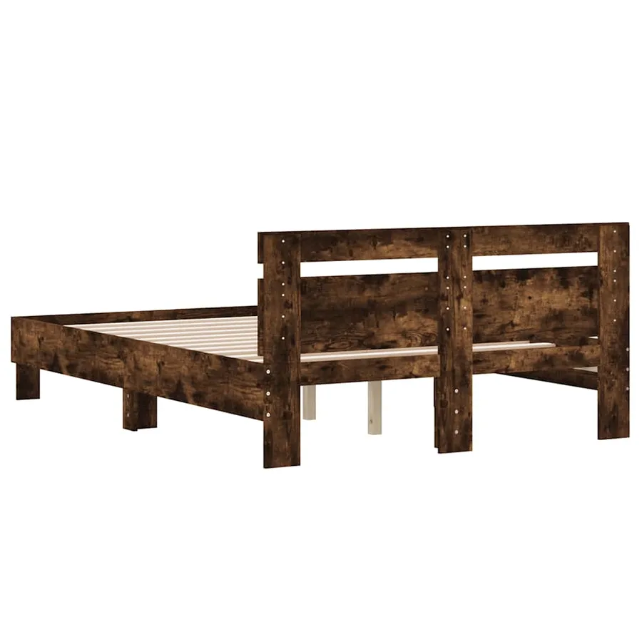 Cadre de lit sans matelas chêne fumé 120x190 cm - 7