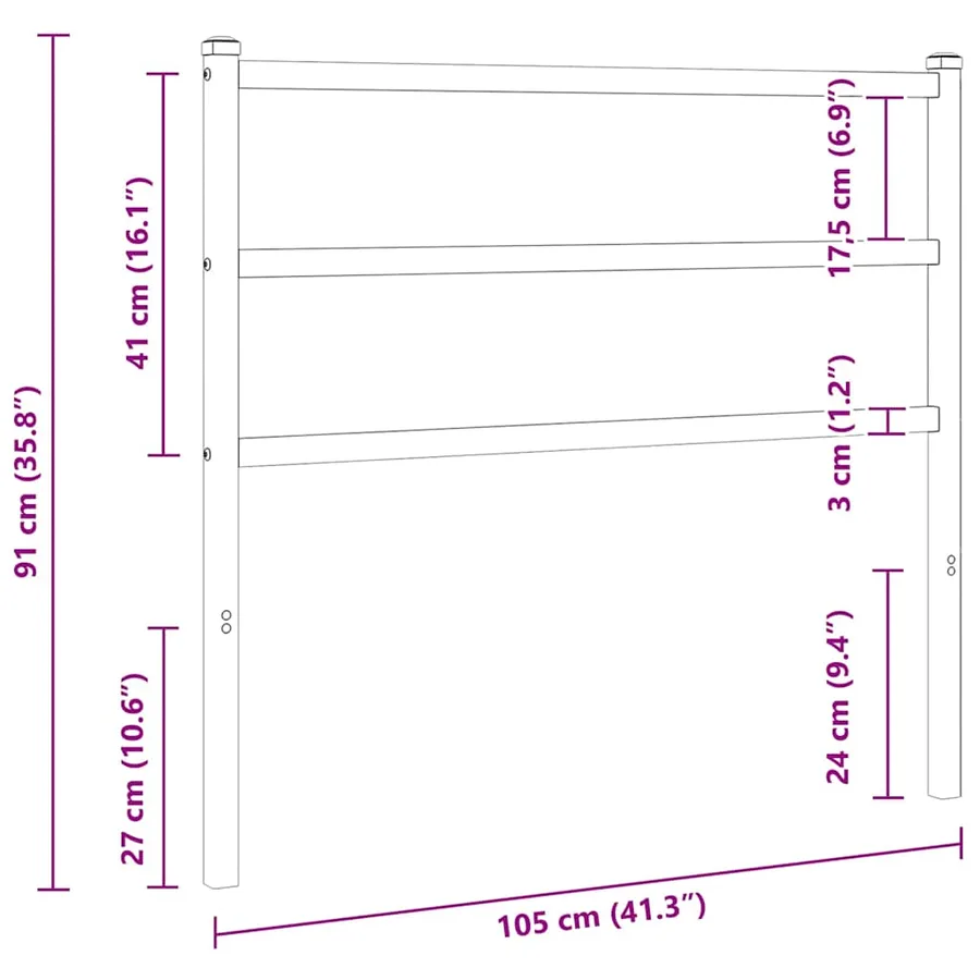 Tête de lit de remplacement métal noir 100 cm - 5