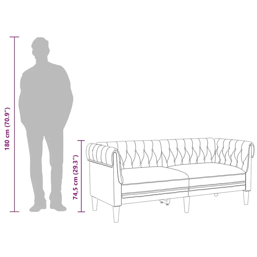 Canapé Chesterfield 2 places gris clair tissu - 10