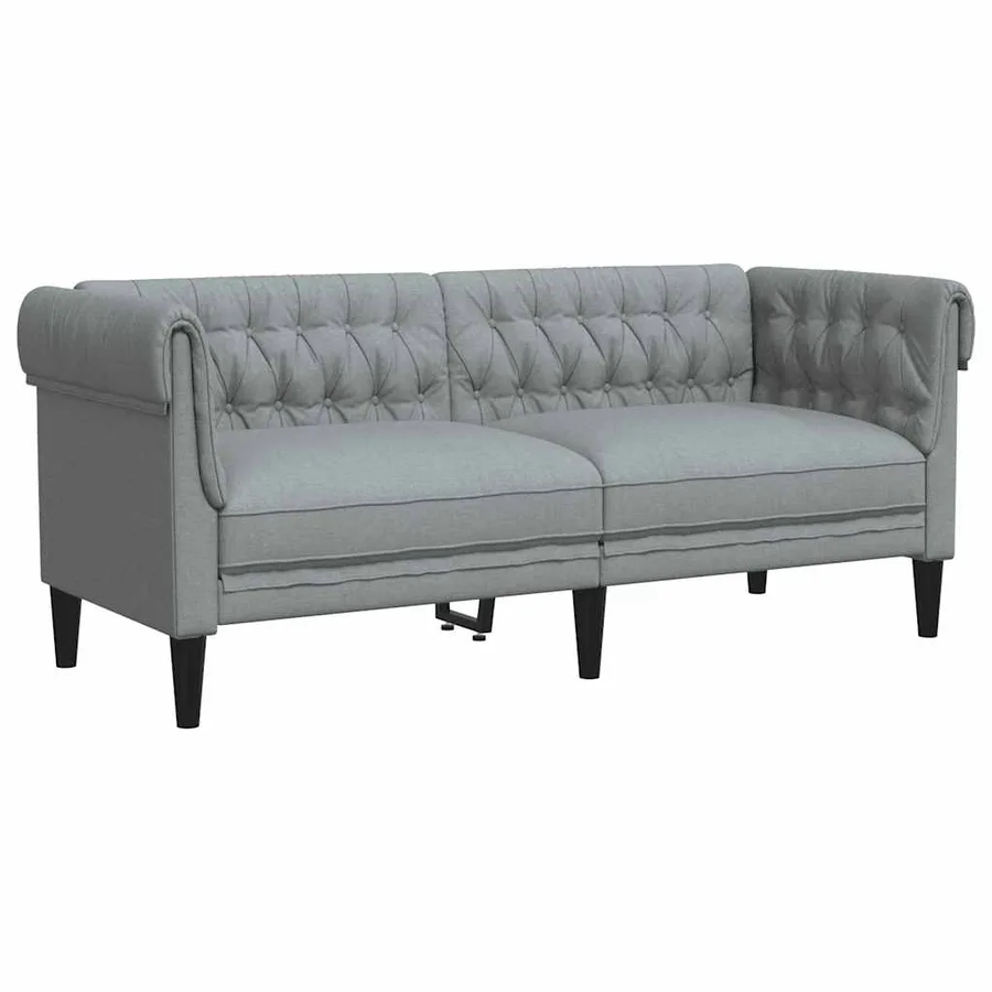 Canapé Chesterfield 2 places gris clair tissu - 2