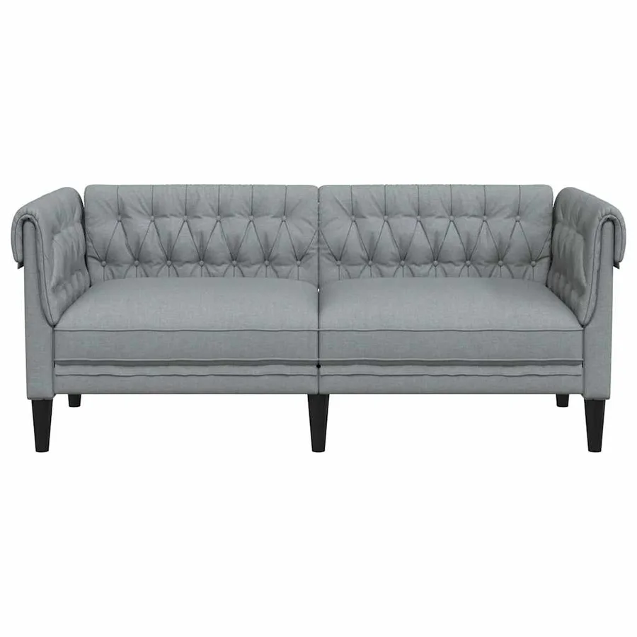 Canapé Chesterfield 2 places gris clair tissu - 4