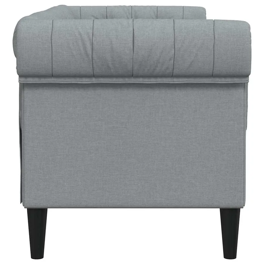 Canapé Chesterfield 2 places gris clair tissu - 5