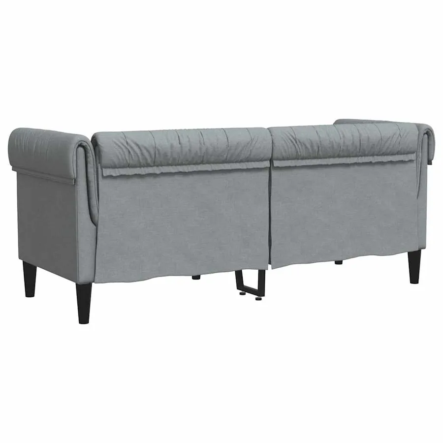 Canapé Chesterfield 2 places gris clair tissu - 6