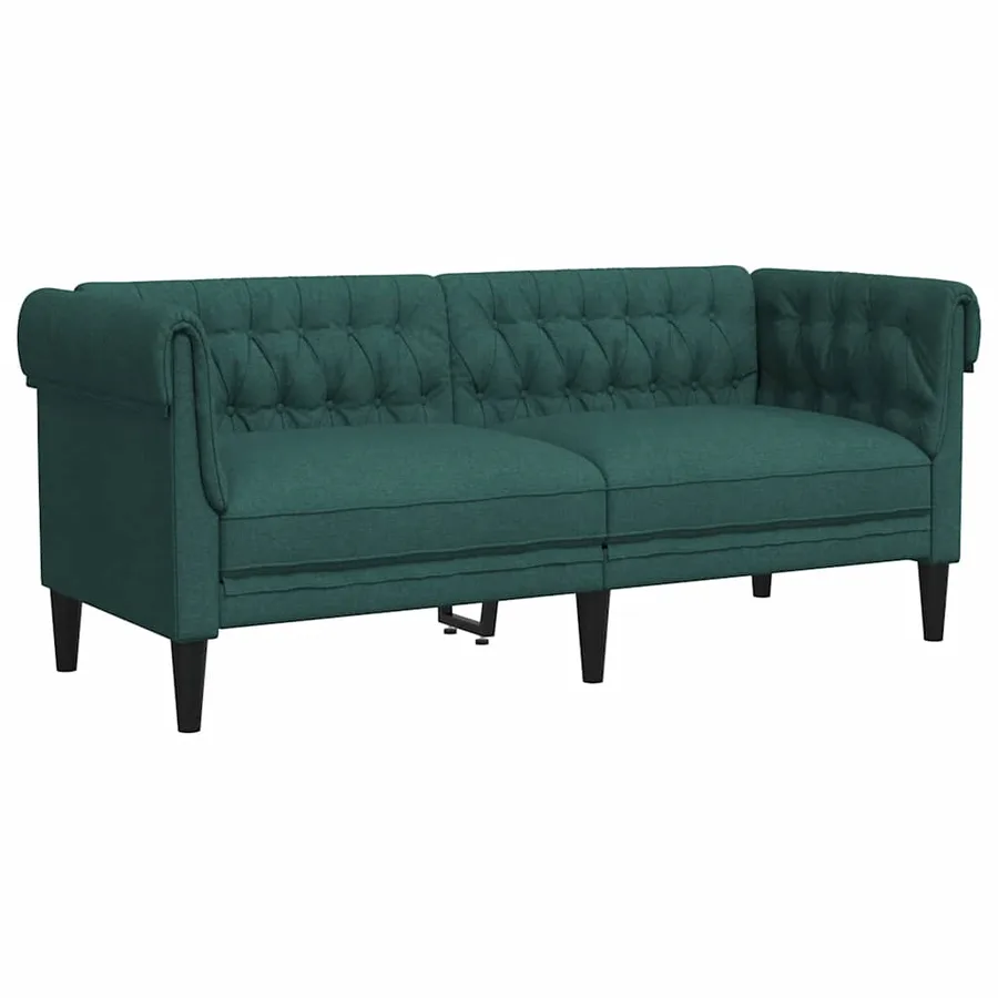 Canapé Chesterfield 2 places vert foncé tissu - 2