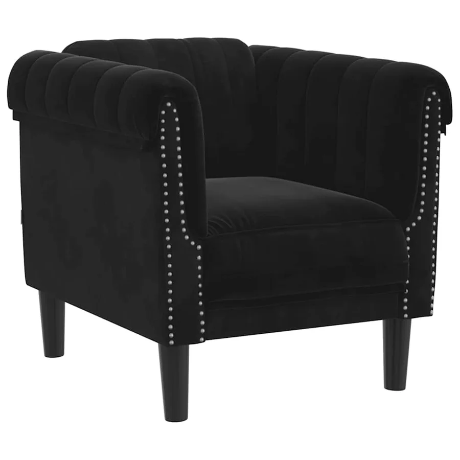 Fauteuil noir velours - 2