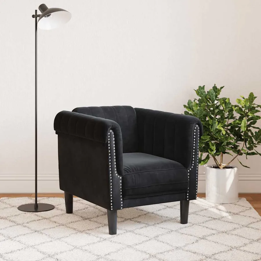 Fauteuil noir velours - 3