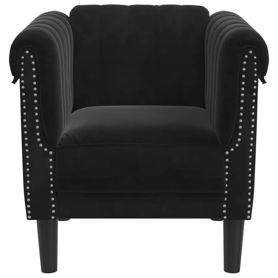Fauteuil noir velours - 4