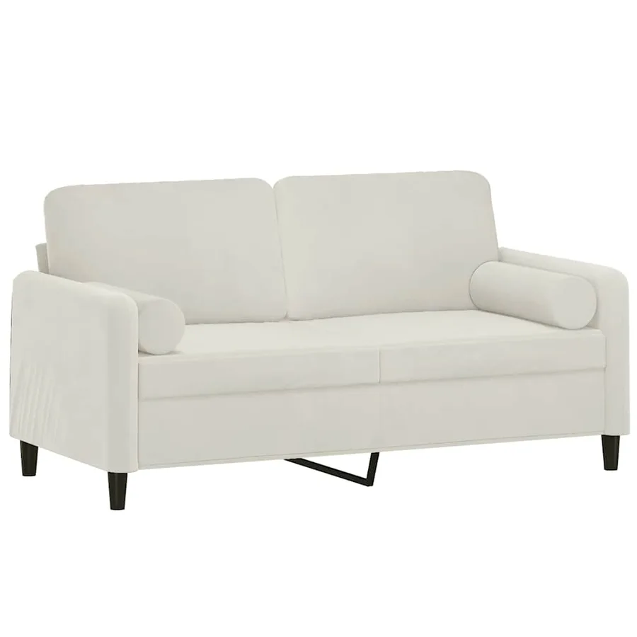 Canapé 2 places avec oreillers décoratifs crème 140 cm velours - 3