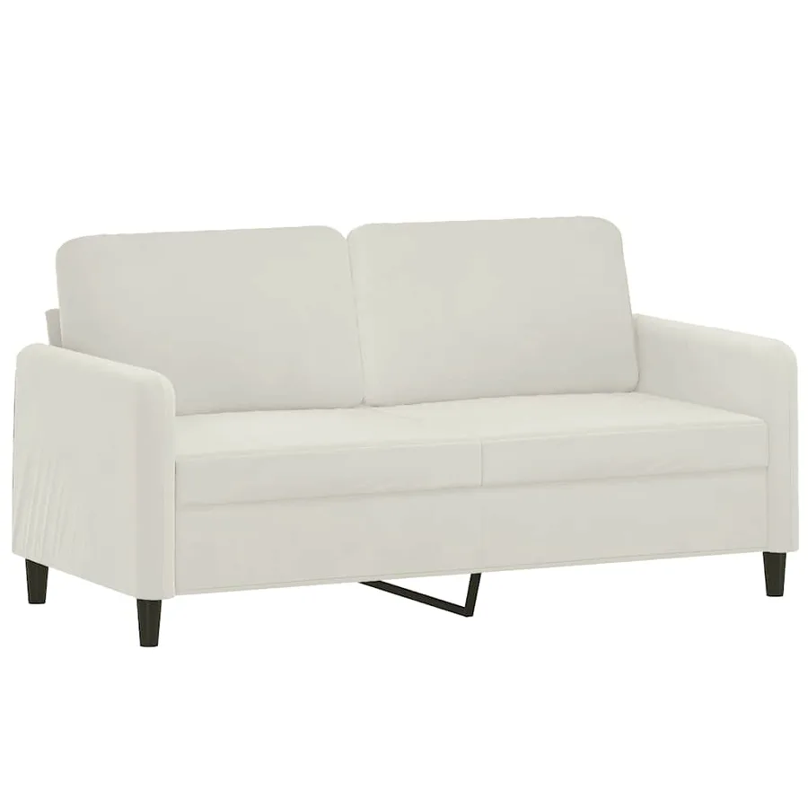 Canapé 2 places avec oreillers décoratifs crème 140 cm velours - 4