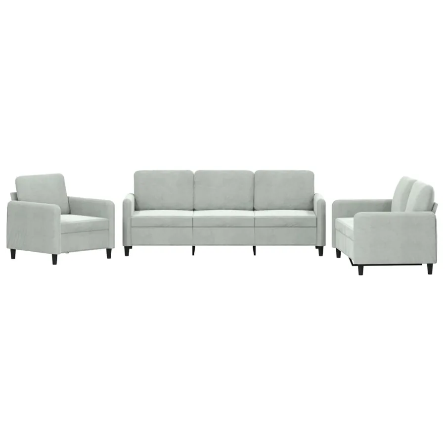 Ensemble de canapés 3 pcs gris clair velours - 2