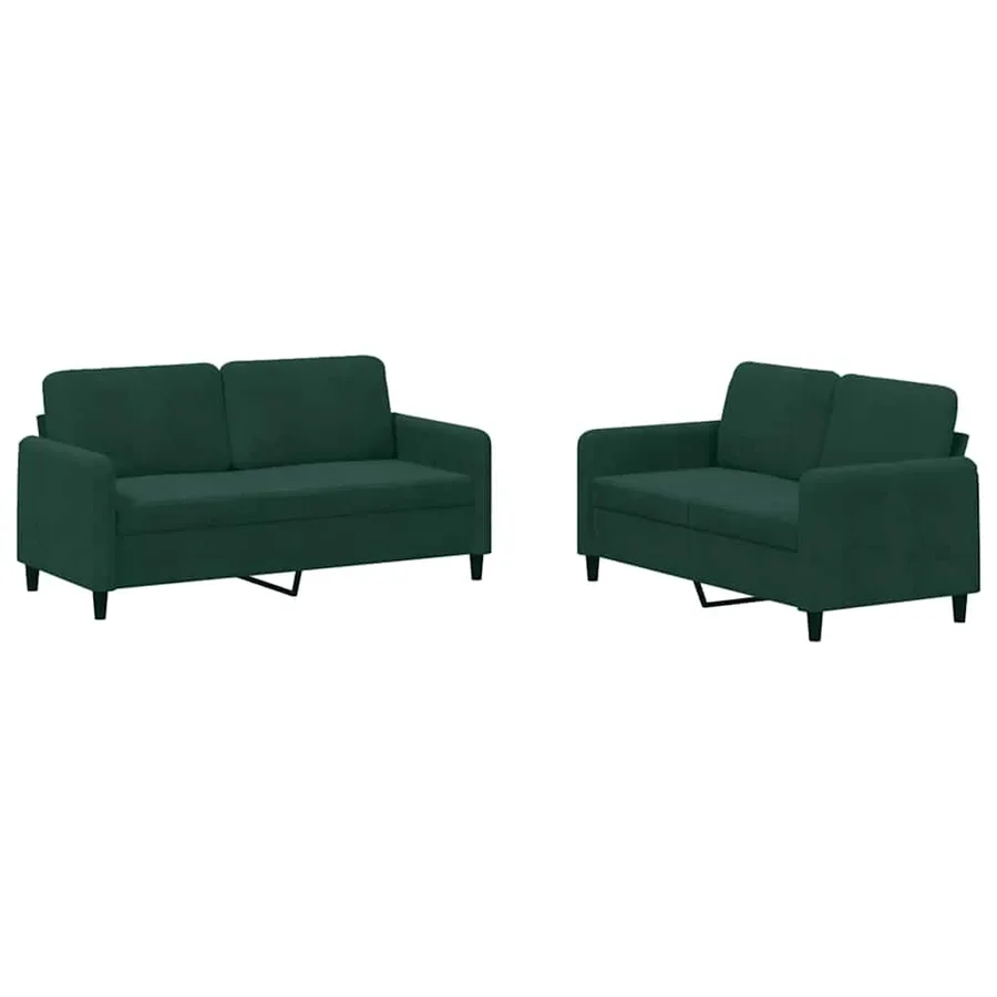 Ensemble de canapés 2 pcs vert foncé velours - 2