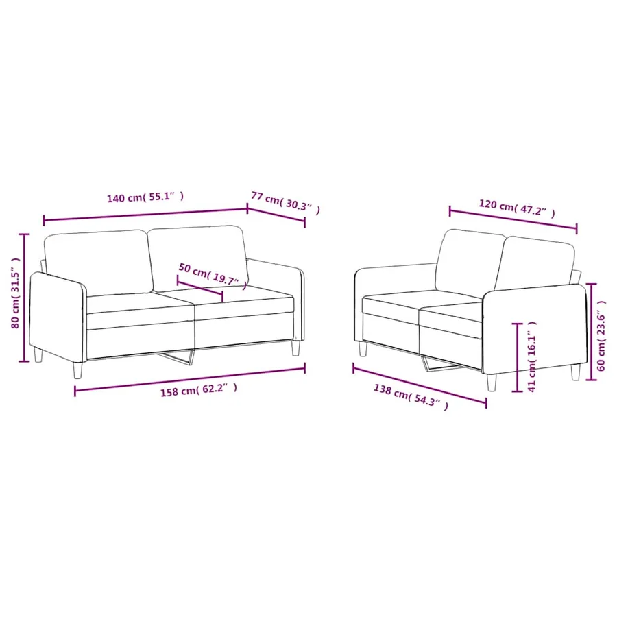 Ensemble de canapés 2 pcs vert foncé velours - 7