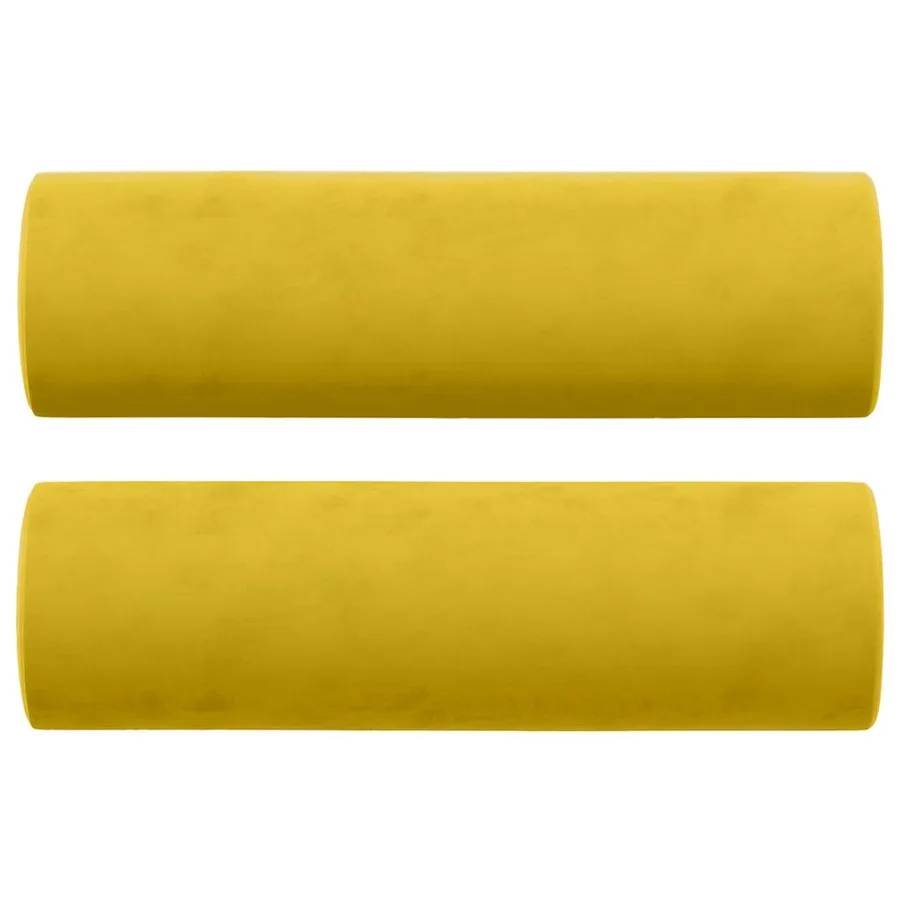 Canapé 2 places avec oreillers décoratifs jaune 120 cm velours - 5