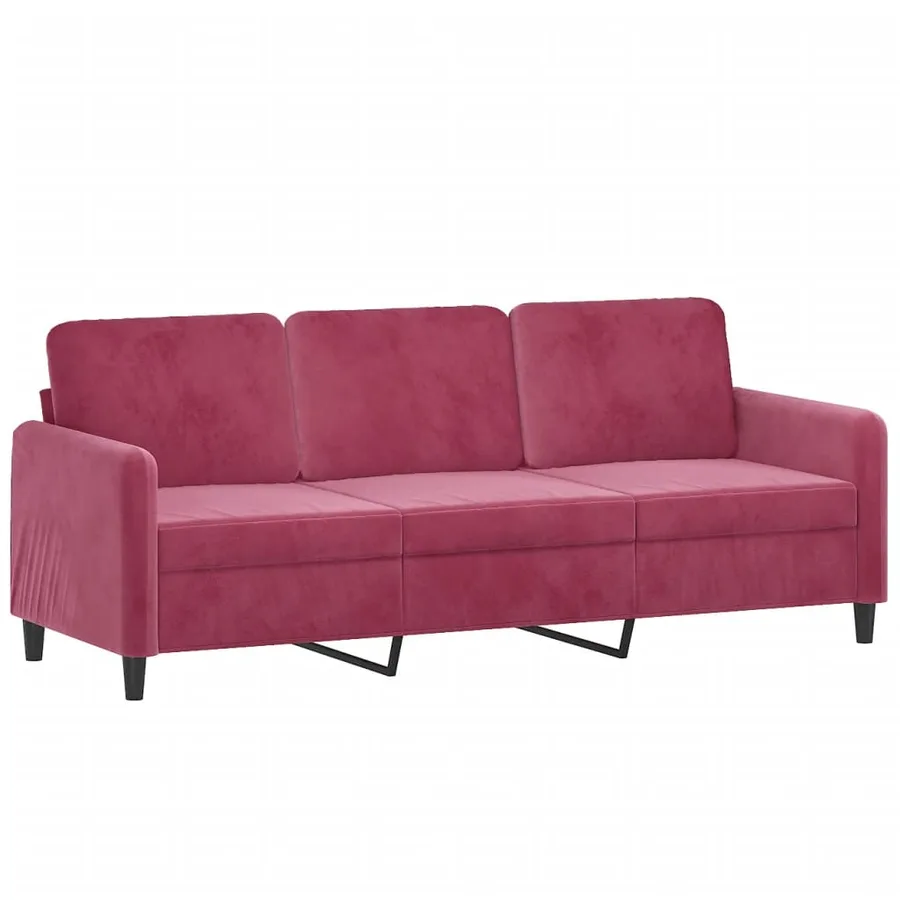 Ensemble de canapés 2 pcs rouge bordeaux velours - 4