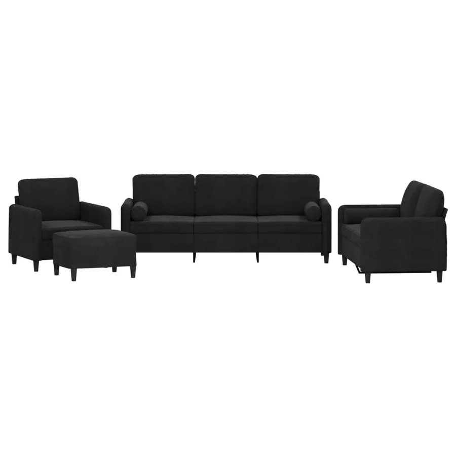 Ensemble de canapés 4 pcs avec coussins noir velours - 2