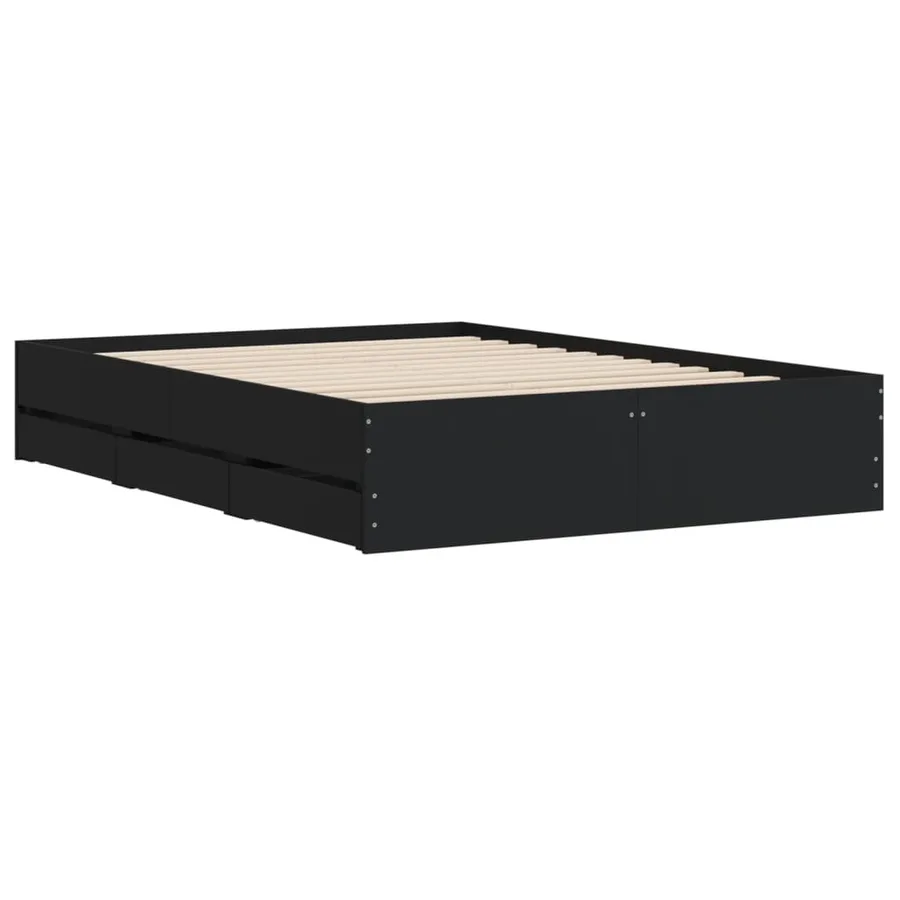 Cadre de lit avec tiroirs sans matelas noir 120x190 cm - 4