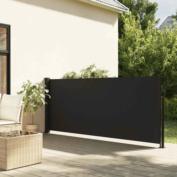 Auvent latéral rétractable noir 140x300 cm