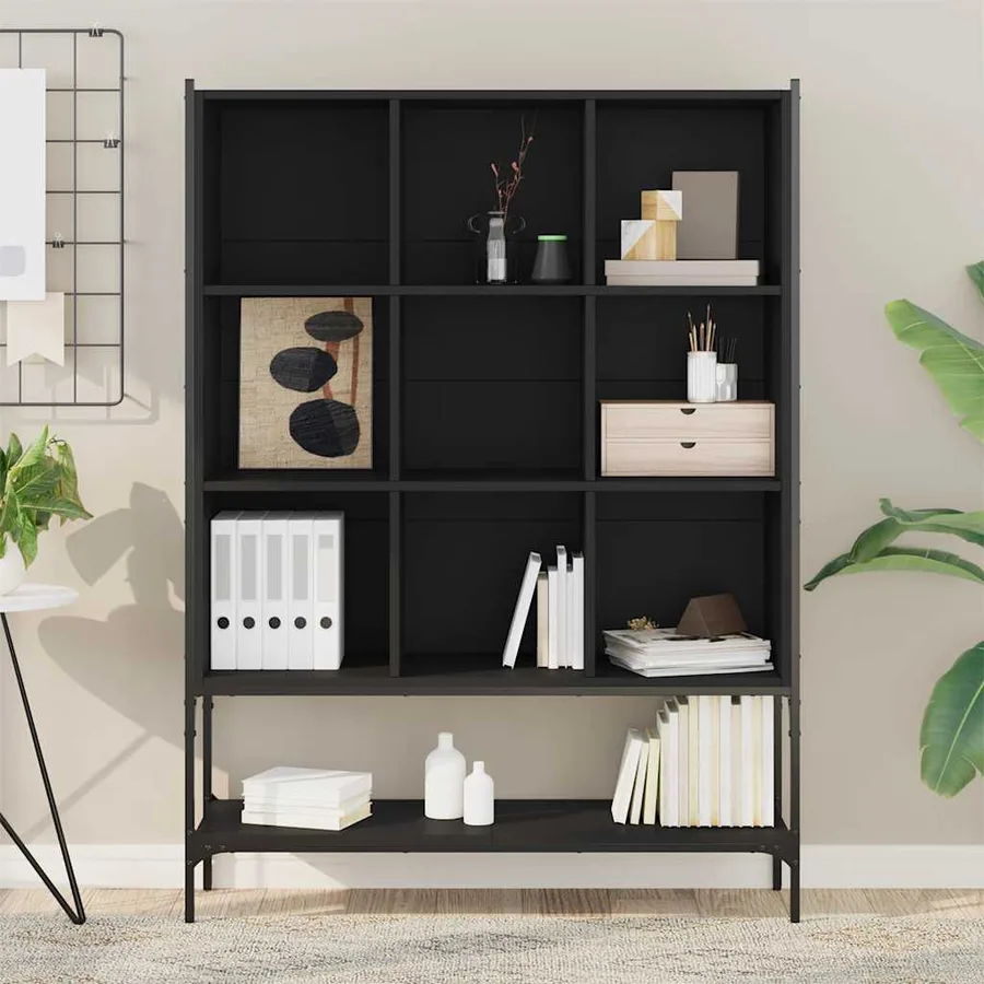 Bibliothèque noir 102x30x141,5 cm bois d'ingénierie - 3