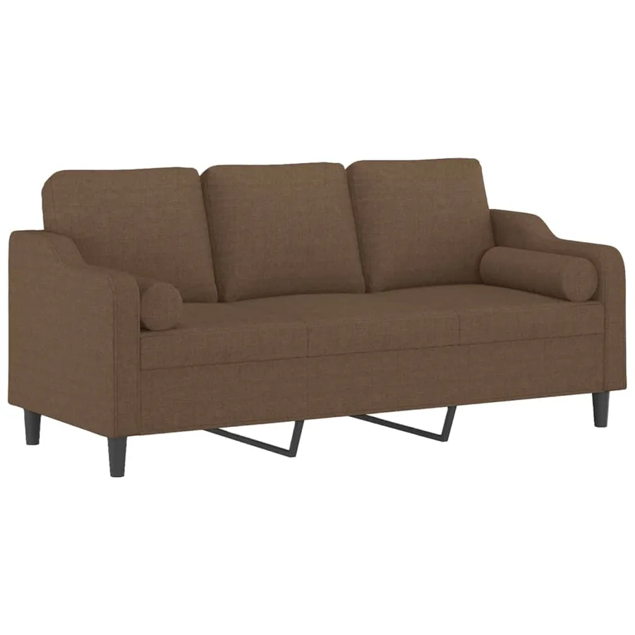 Canapé 3 places avec oreillers décoratifs marron 180 cm tissu - 3