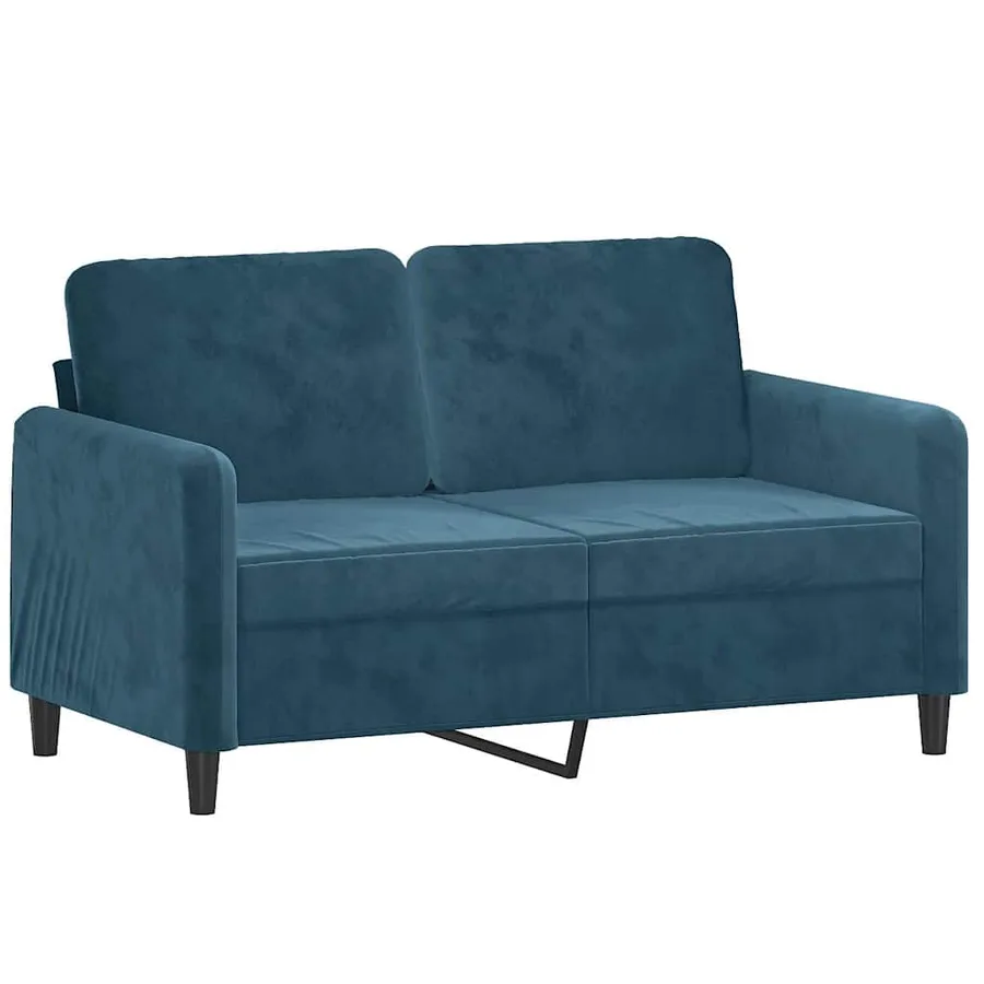 Canapé 2 places avec oreillers décoratifs bleu 120 cm velours - 4