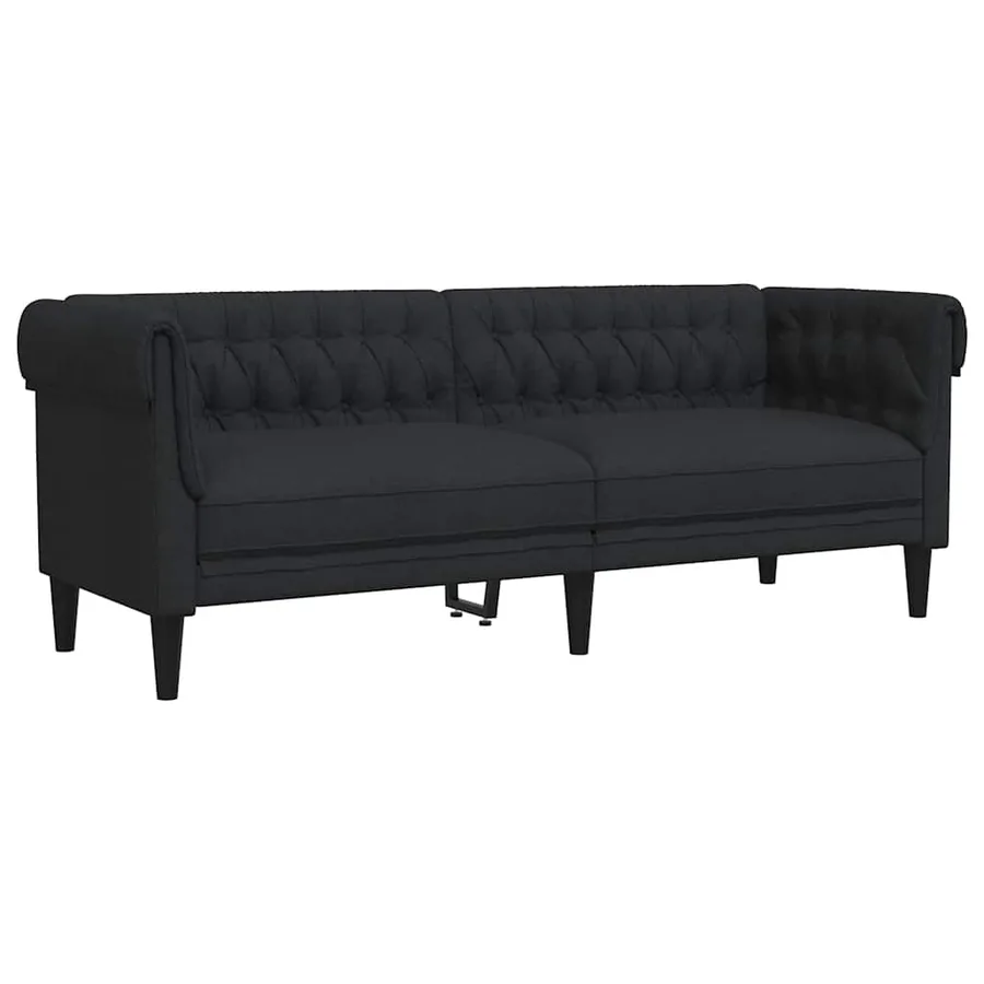 Canapé Chesterfield 3 places noir tissu - 2