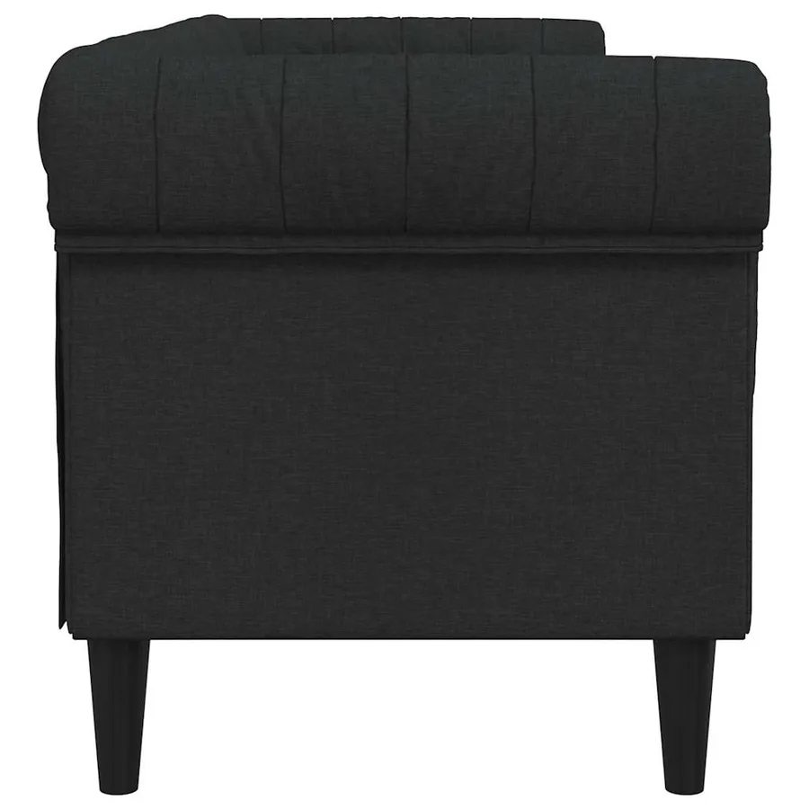 Canapé Chesterfield 3 places noir tissu - 5