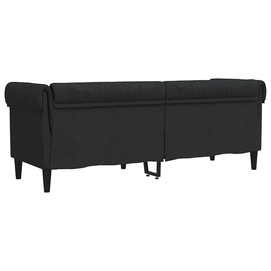 Canapé Chesterfield 3 places noir tissu - 6