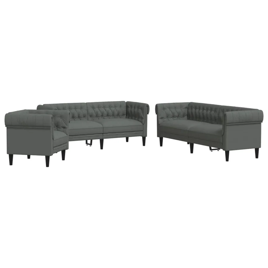Ensemble de canapés 3 pcs gris foncé tissu - 2