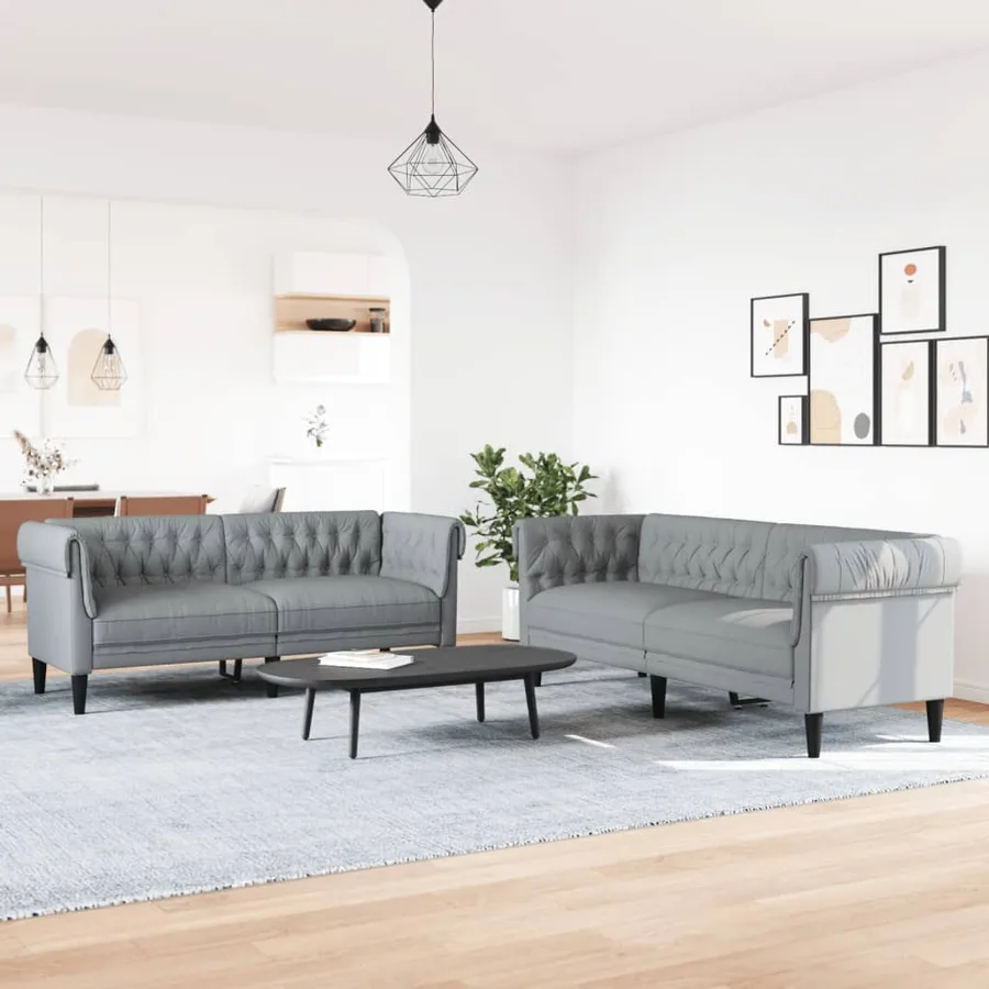 Ensemble de canapés 2 pcs gris clair tissu - 3