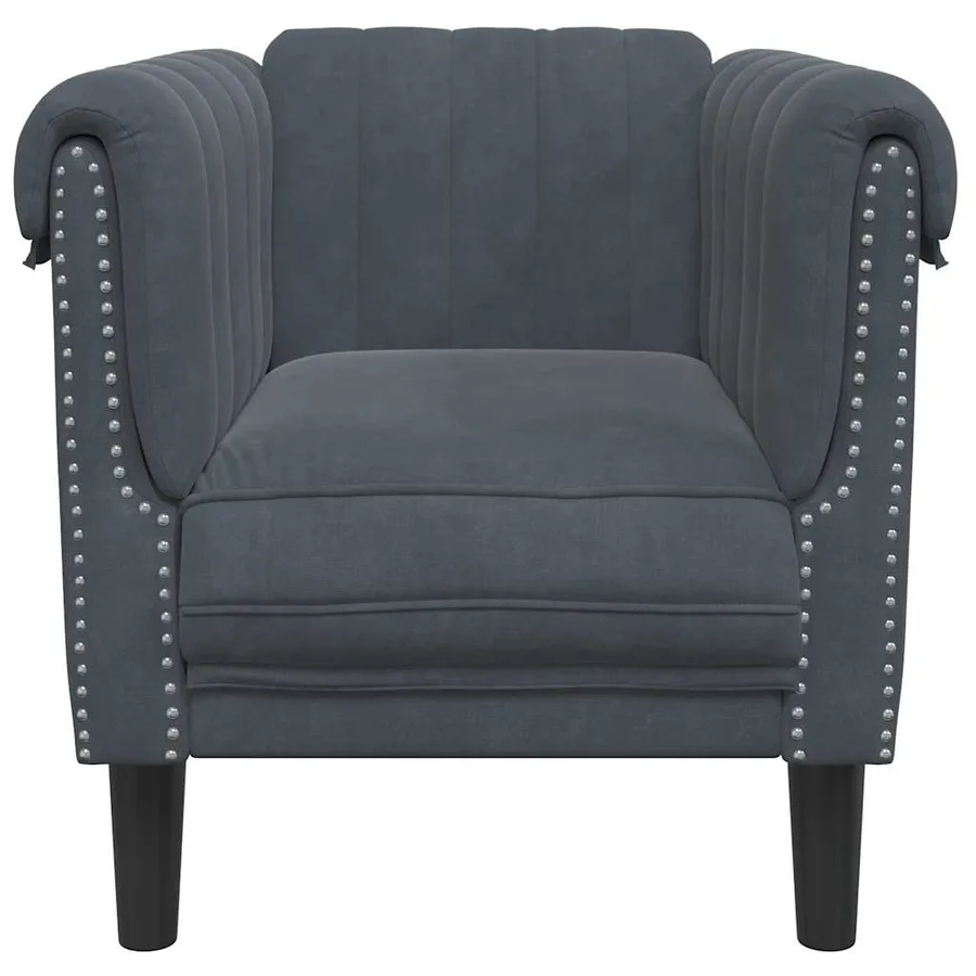 Fauteuil gris foncé velours - 4