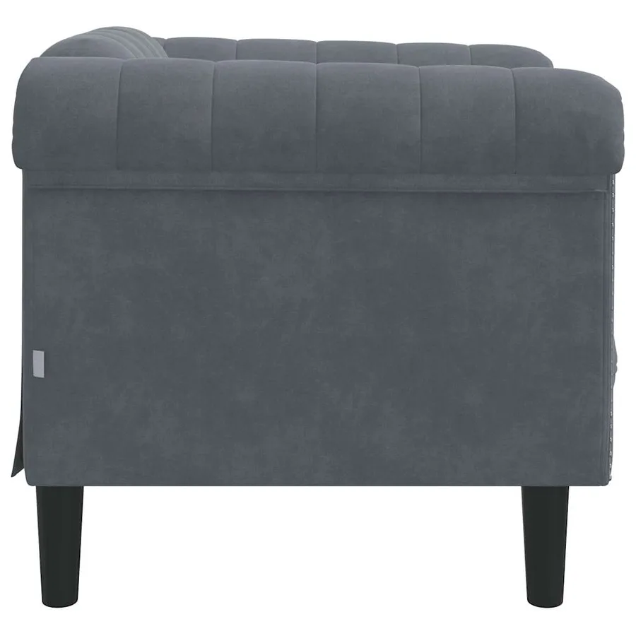 Fauteuil gris foncé velours - 5