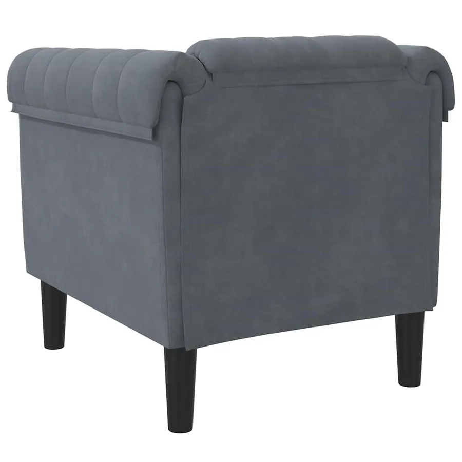 Fauteuil gris foncé velours - 6
