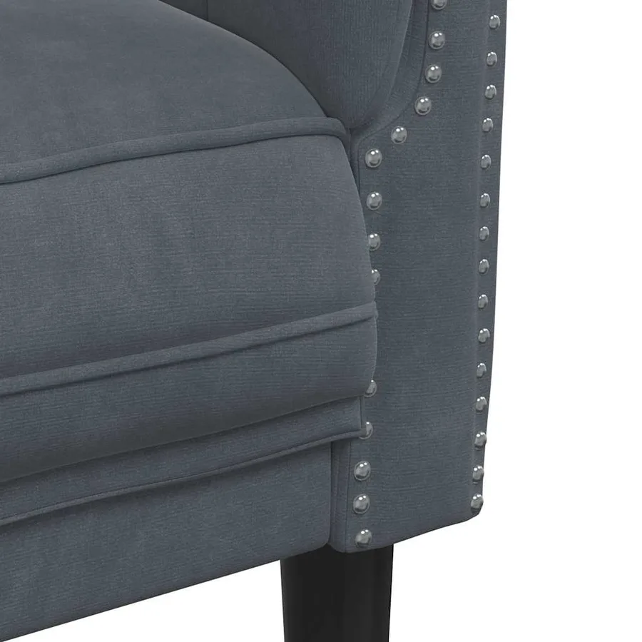 Fauteuil gris foncé velours - 7