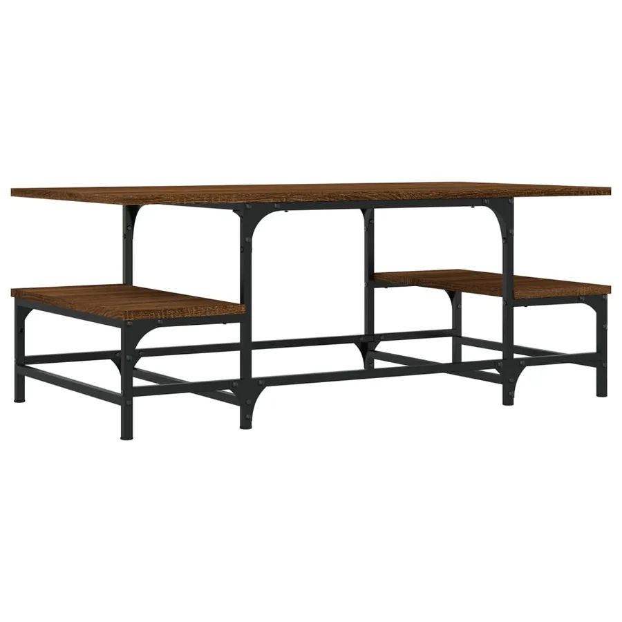 Table basse chêne marron 100x50,5x40 cm bois d'ingénierie - 2