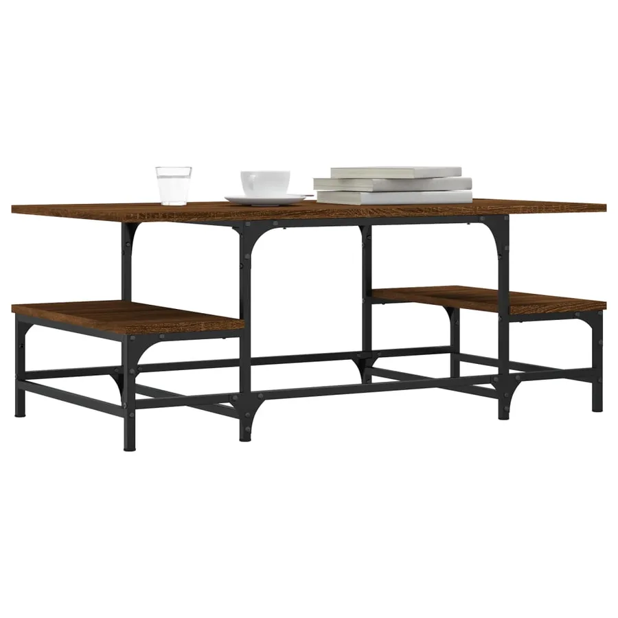 Table basse chêne marron 100x50,5x40 cm bois d'ingénierie - 3