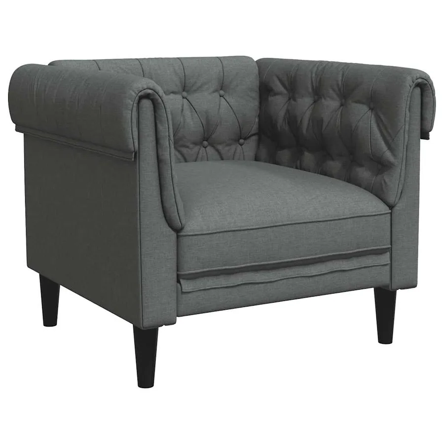 Fauteuil Chesterfield gris foncé tissu - 2