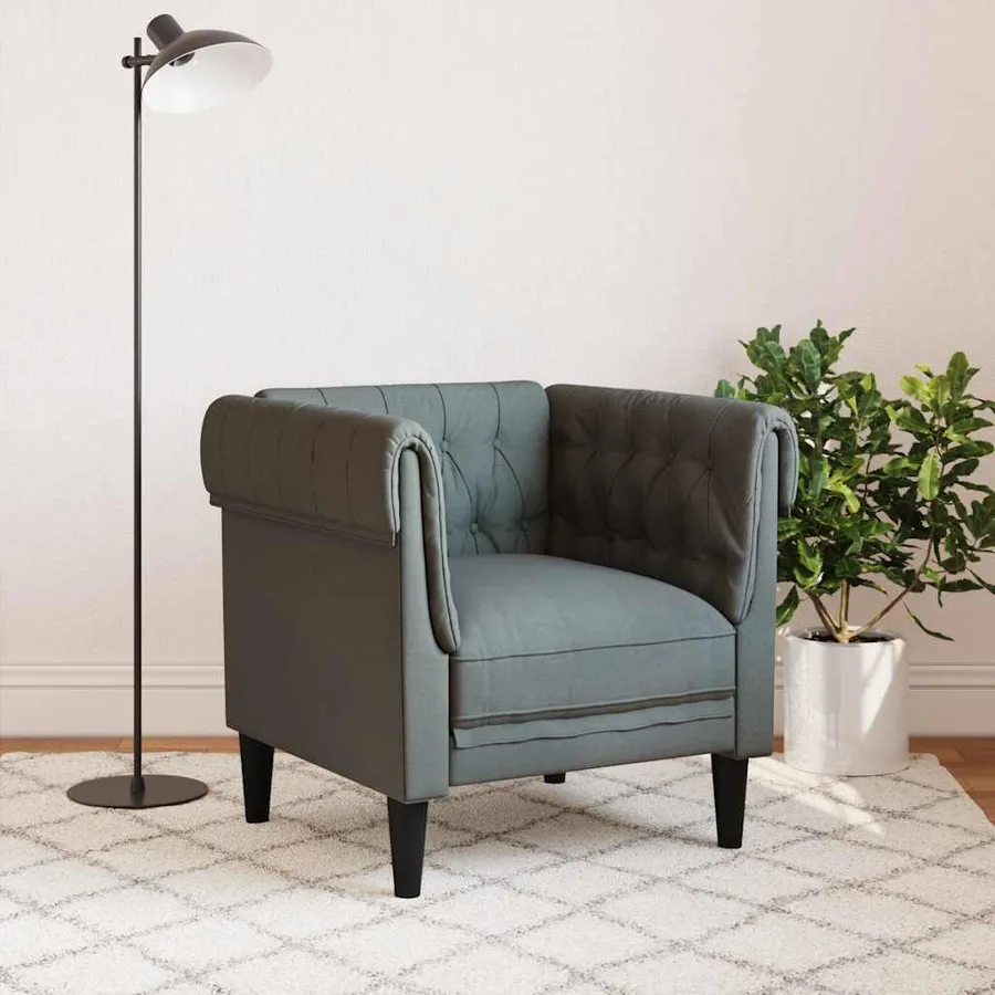 Fauteuil Chesterfield gris foncé tissu - 3