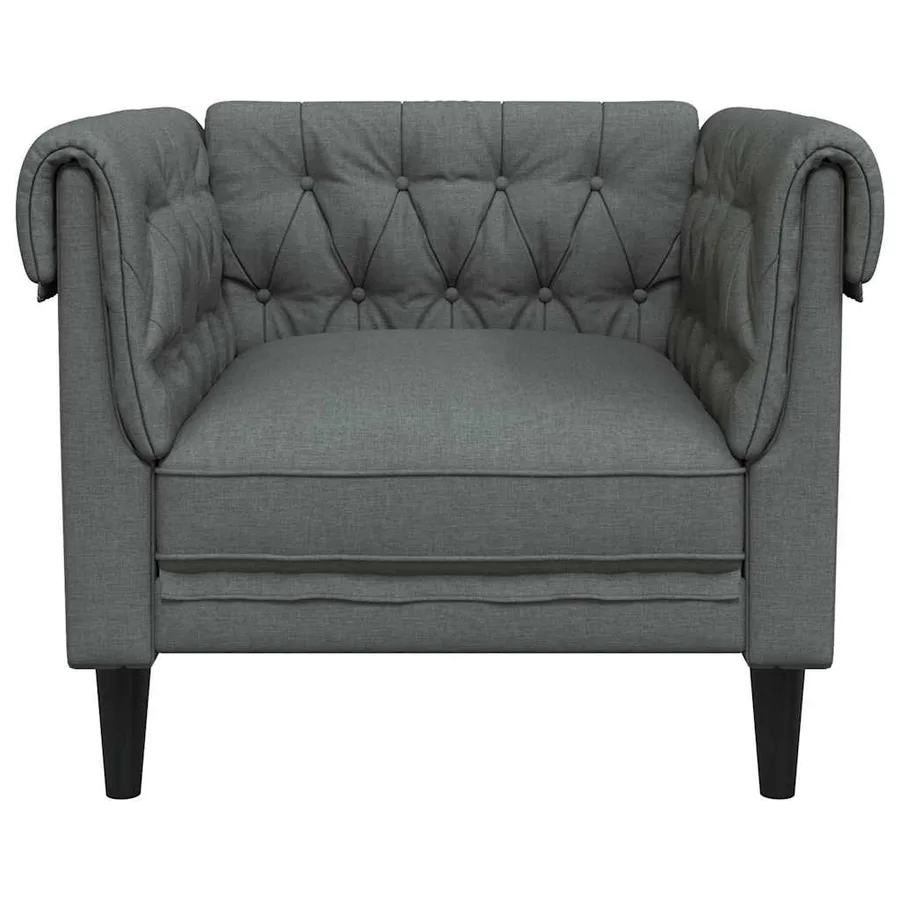 Fauteuil Chesterfield gris foncé tissu - 4