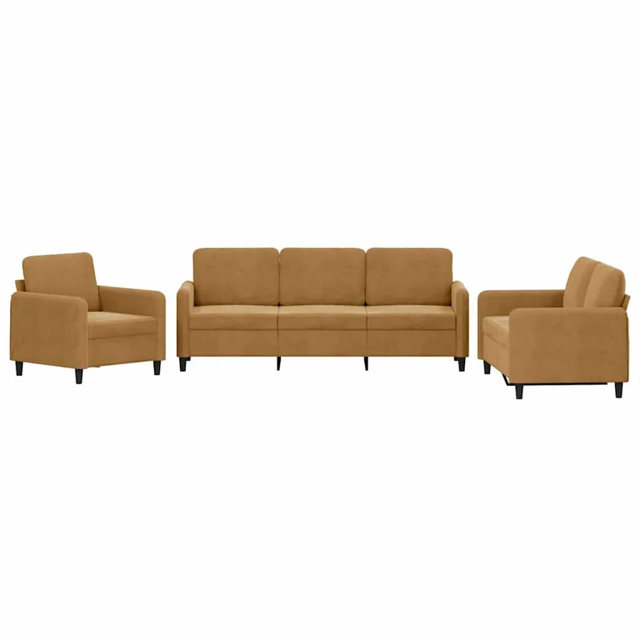 Ensemble de canapés 3 pcs marron velours - 2