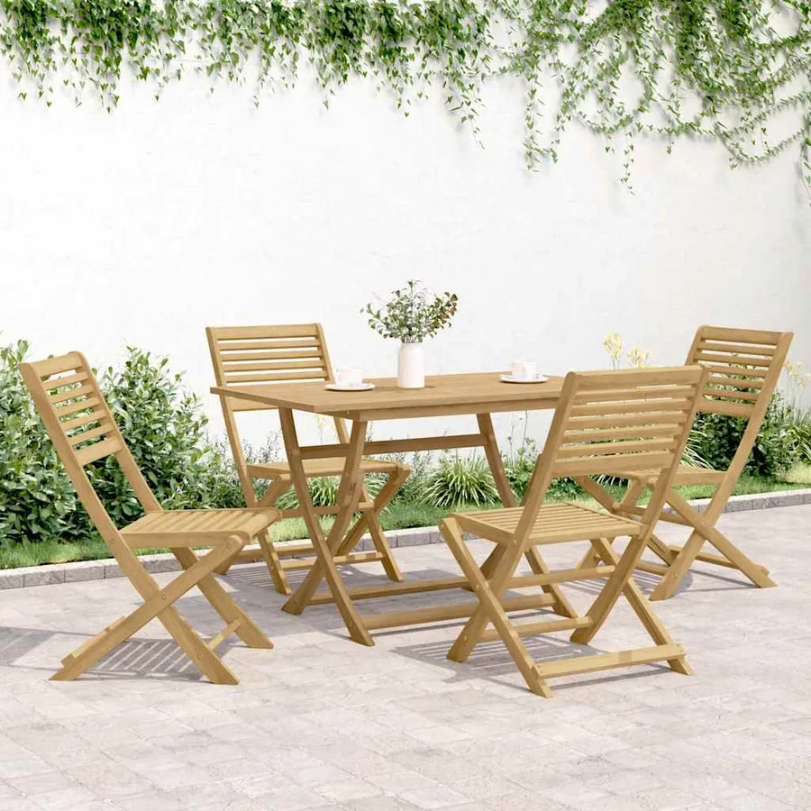 Chaises pliables de jardin lot de 4 bois massif d'acacia - 3