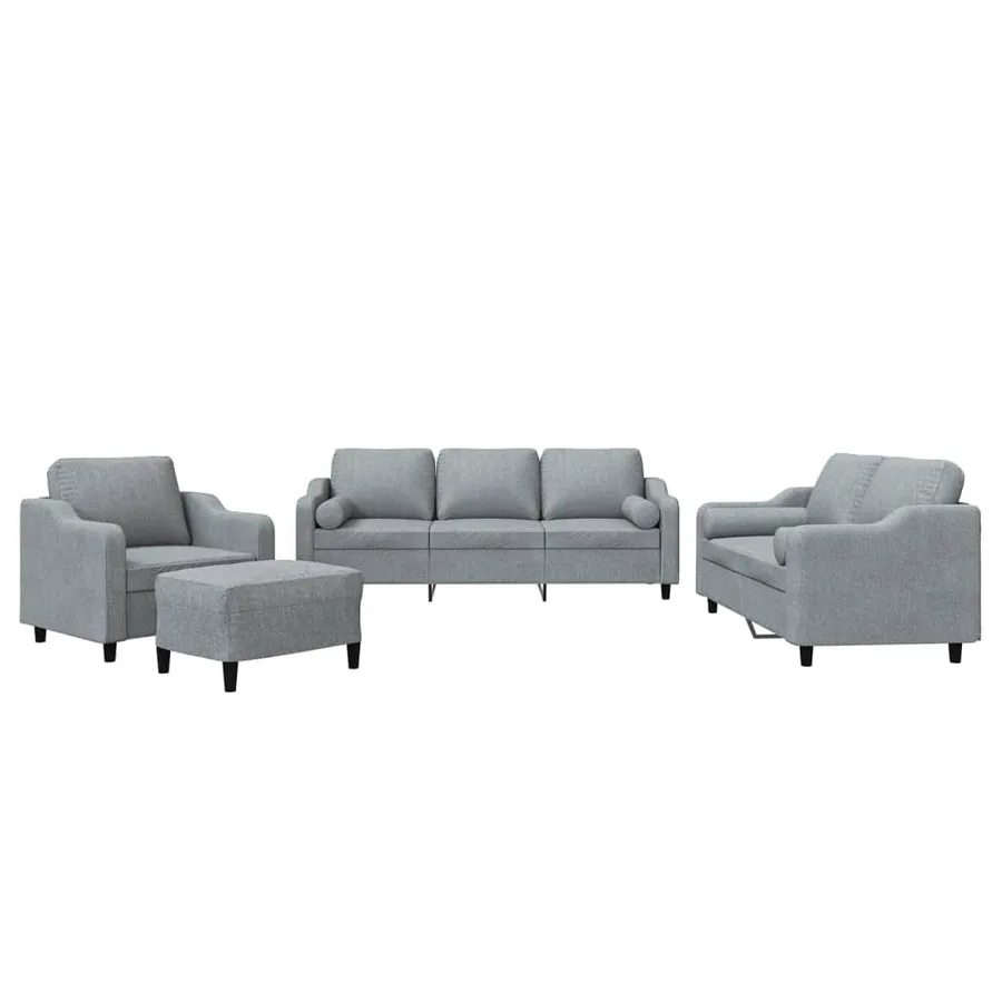 Ensemble de canapés 4 pcs coussins gris clair tissu - 2