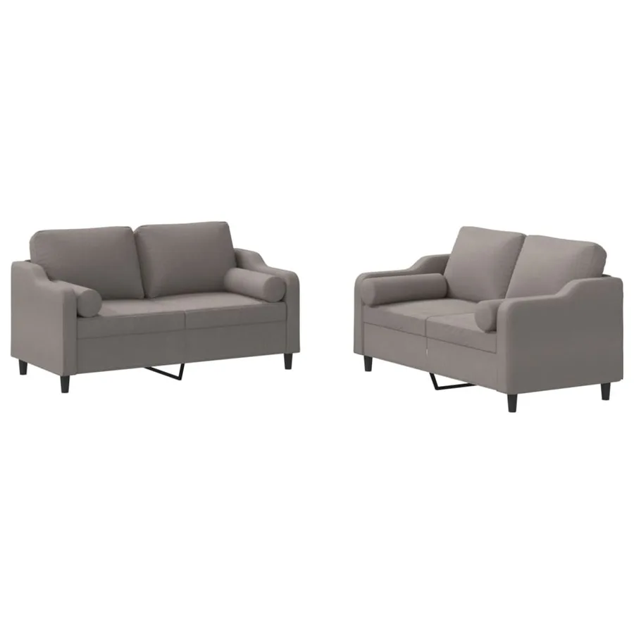 Ensemble de canapés 2 pcs avec coussins taupe tissu - 2
