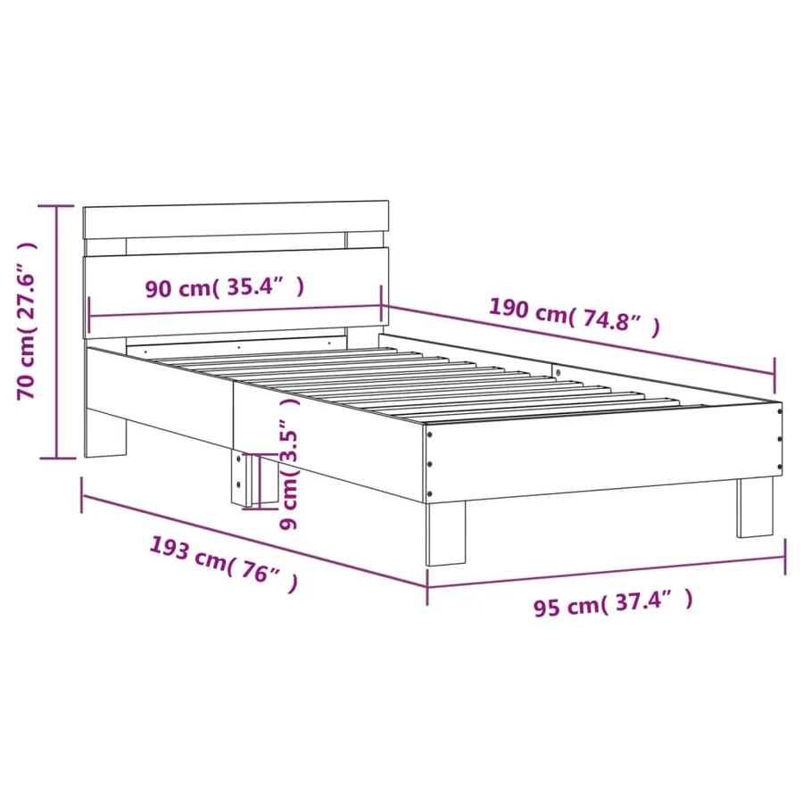 Cadre de lit sans matelas avec lumières LED blanc 90x190 cm - 16