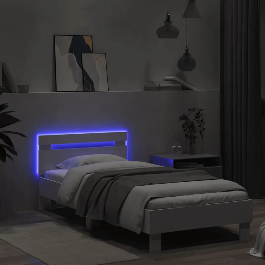 Cadre de lit sans matelas avec lumières LED blanc 90x190 cm - 4