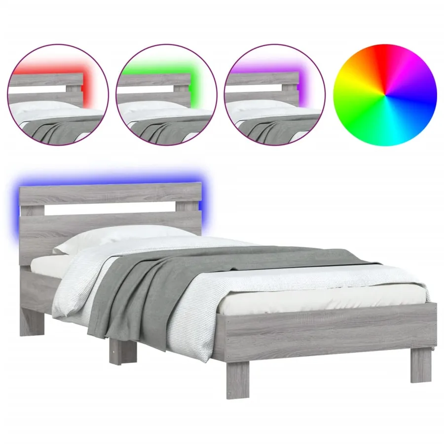 Cadre de lit sans matelas avec lumières LED 90x190 cm - 2