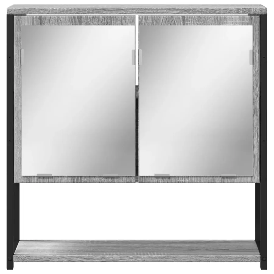 Armoire à miroir de salle de bain sonoma gris bois d’ingénierie - 5