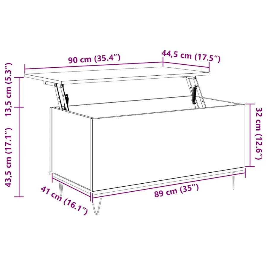 Table basse Noir 90x44,5x45 cm Bois d'ingénierie - 11
