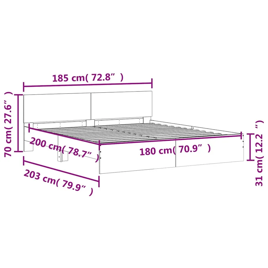 Cadre de lit avec LED sans matelas blanc 180x200 cm - 15