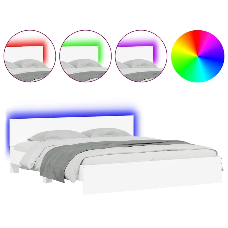Cadre de lit avec LED sans matelas blanc 180x200 cm - 2